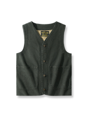 製品画像: クラシックなストライプデザインとダブルレイヤー構造を備えたヴィンテージベストの全体画像。