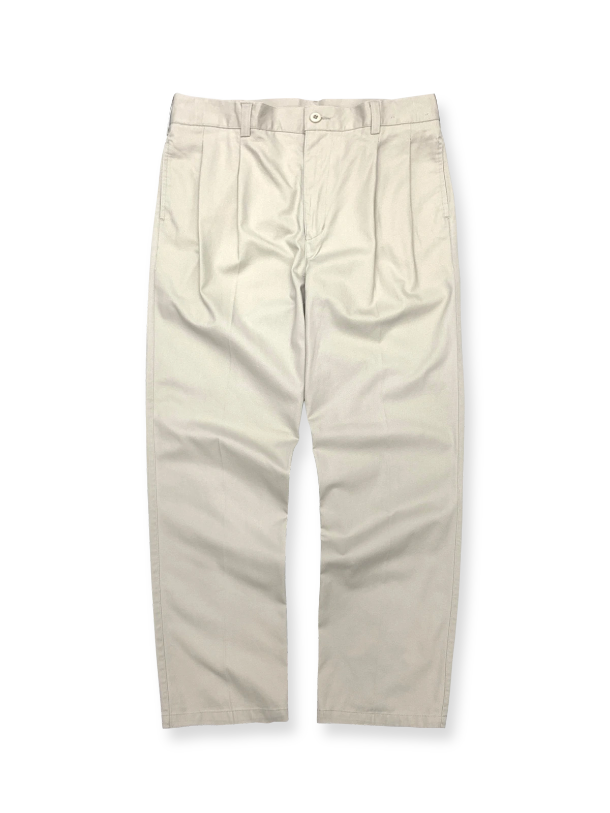 製品画像: ミッドライズデザインとワイドシルエットを特徴としたストレートカジュアルパンツの全体画像。