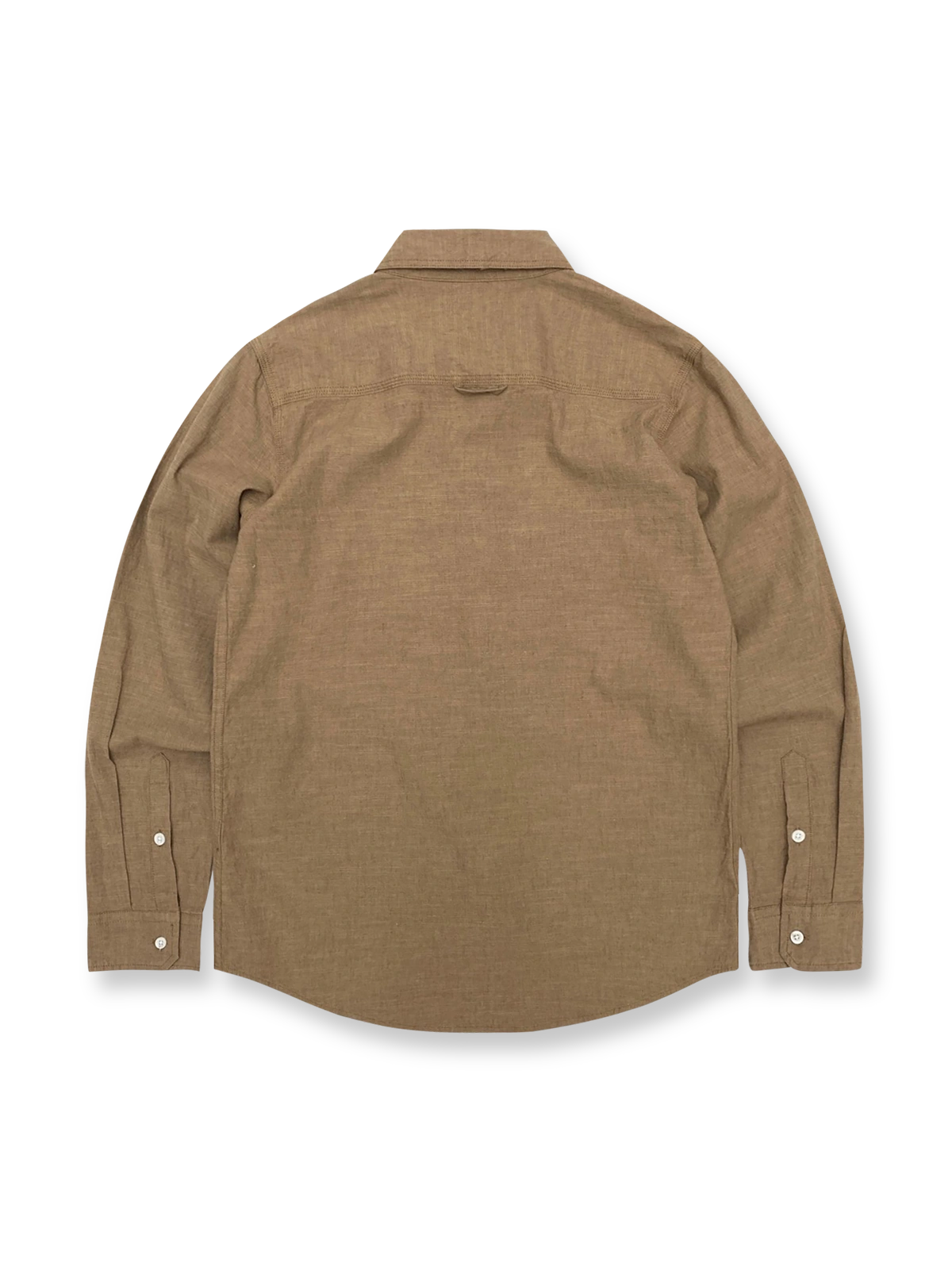 製品画像: クラシックなデザインとシンプルなシルエットが特徴のリネンコットン混紡メンズ長袖シャツの全体画像。
詳細画像: 高品質なリネンとコットン混紡素材を使用したシャツのボタンと生地のディテールクローズアップ。