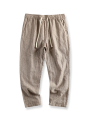 製品画像: リネンコットン素材を使用したヴィンテージストライプのクロップドパンツ