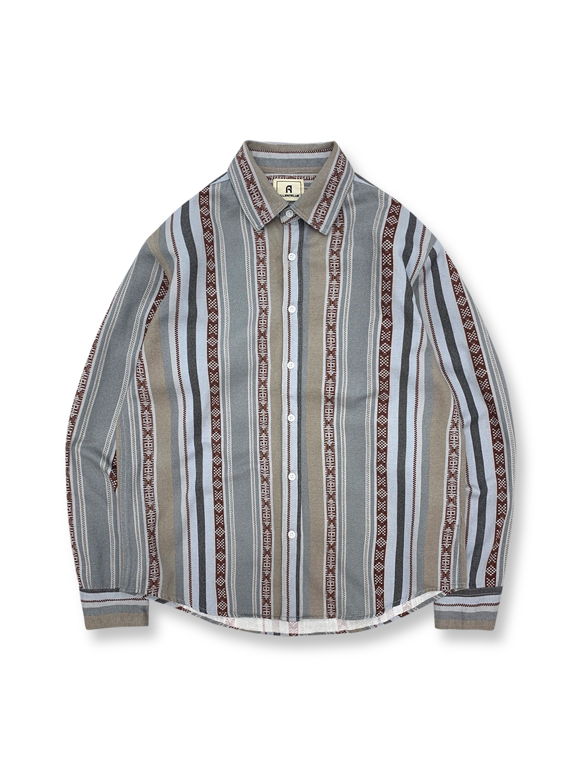 製品画像: ヴィンテージエスニックストライプが特徴の長袖シャツ