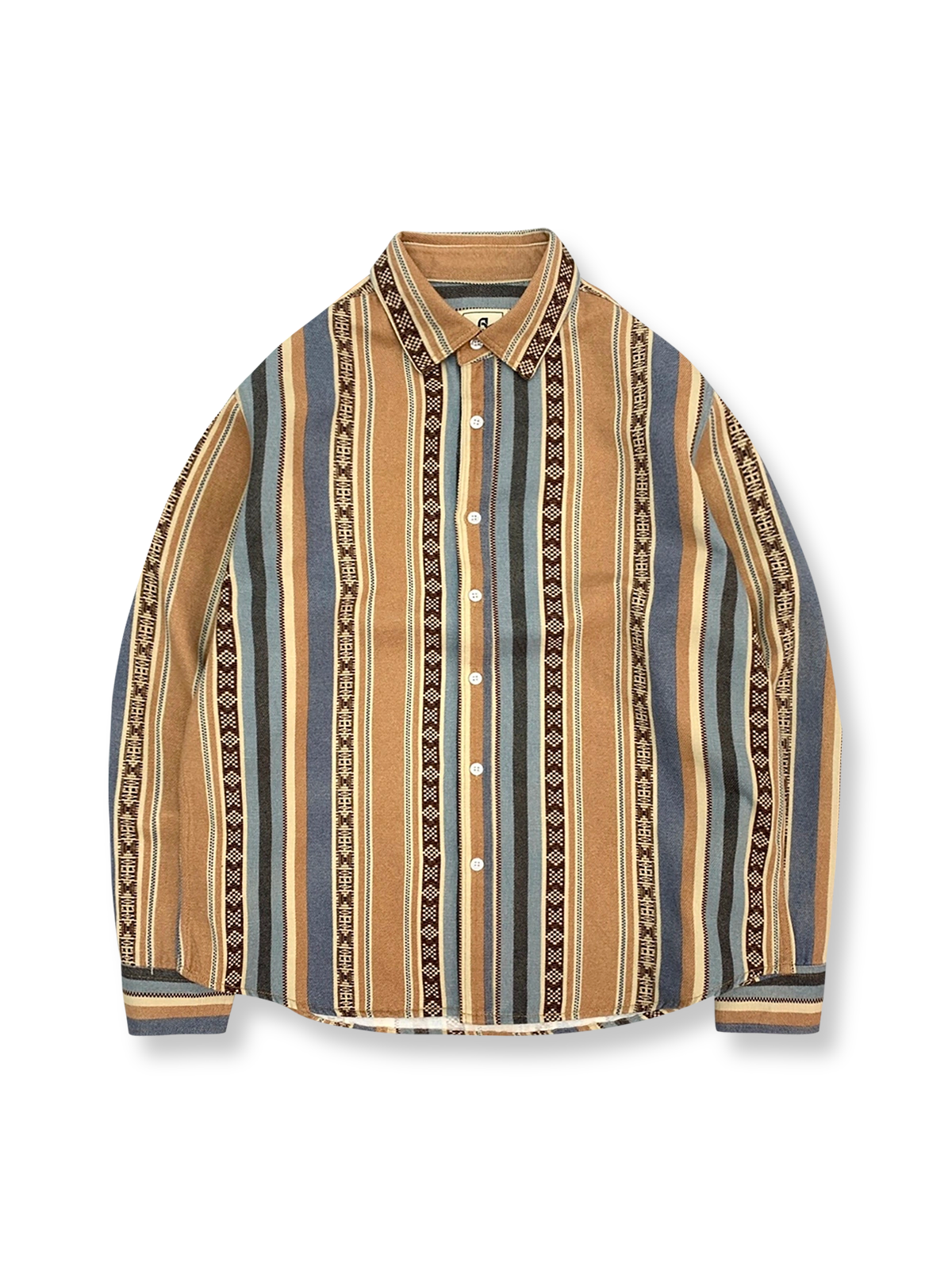 製品画像: ヴィンテージエスニックストライプが特徴の長袖シャツ