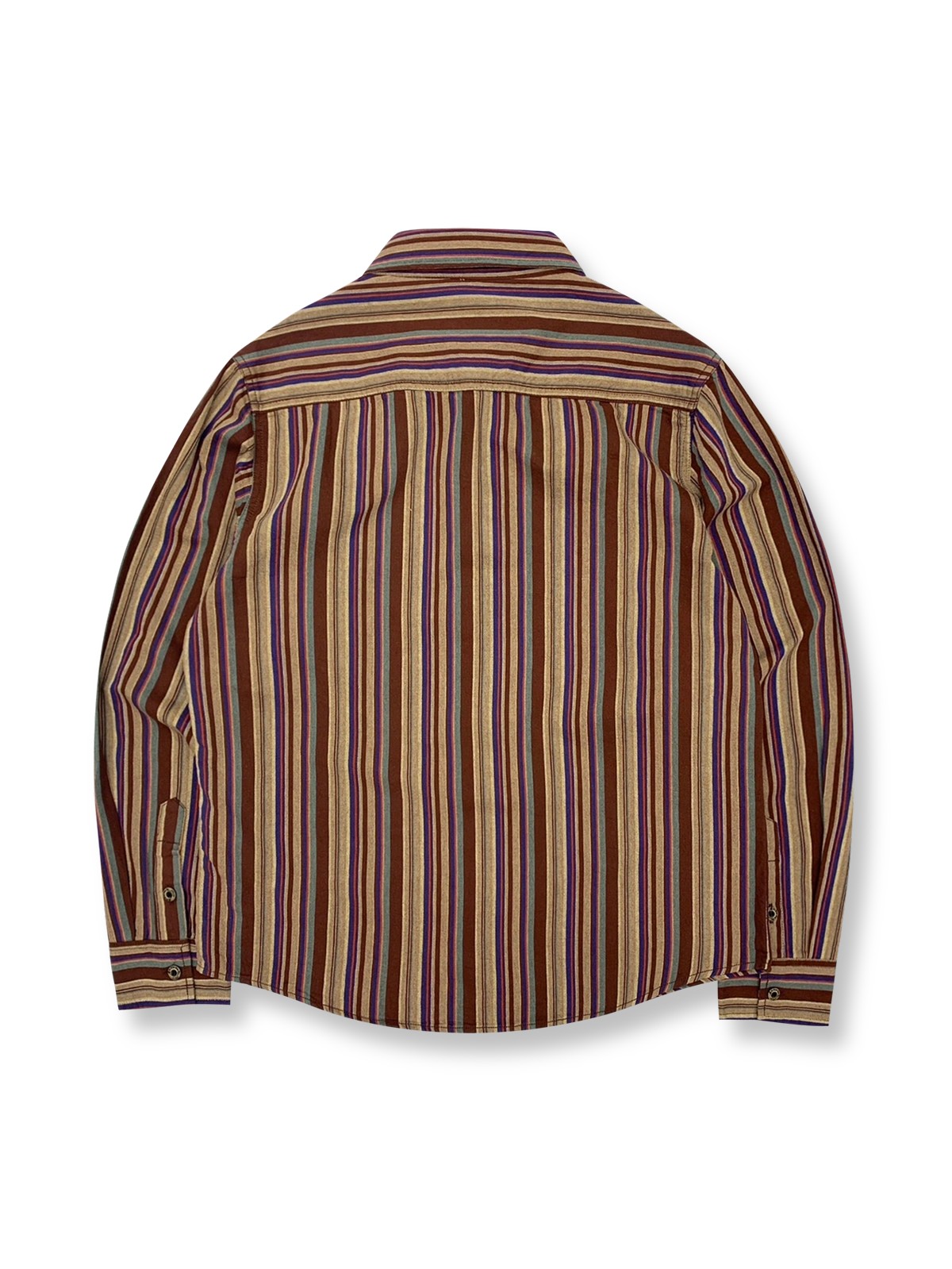 製品画像: カラフルストライプと民族風デザインが特徴のコットン長袖シャツ
詳細画像: 柔らかい100%コットン生地と鮮やかなストライプディテール