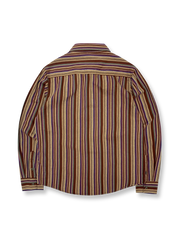 製品画像: カラフルストライプと民族風デザインが特徴のコットン長袖シャツ
詳細画像: 柔らかい100%コットン生地と鮮やかなストライプディテール