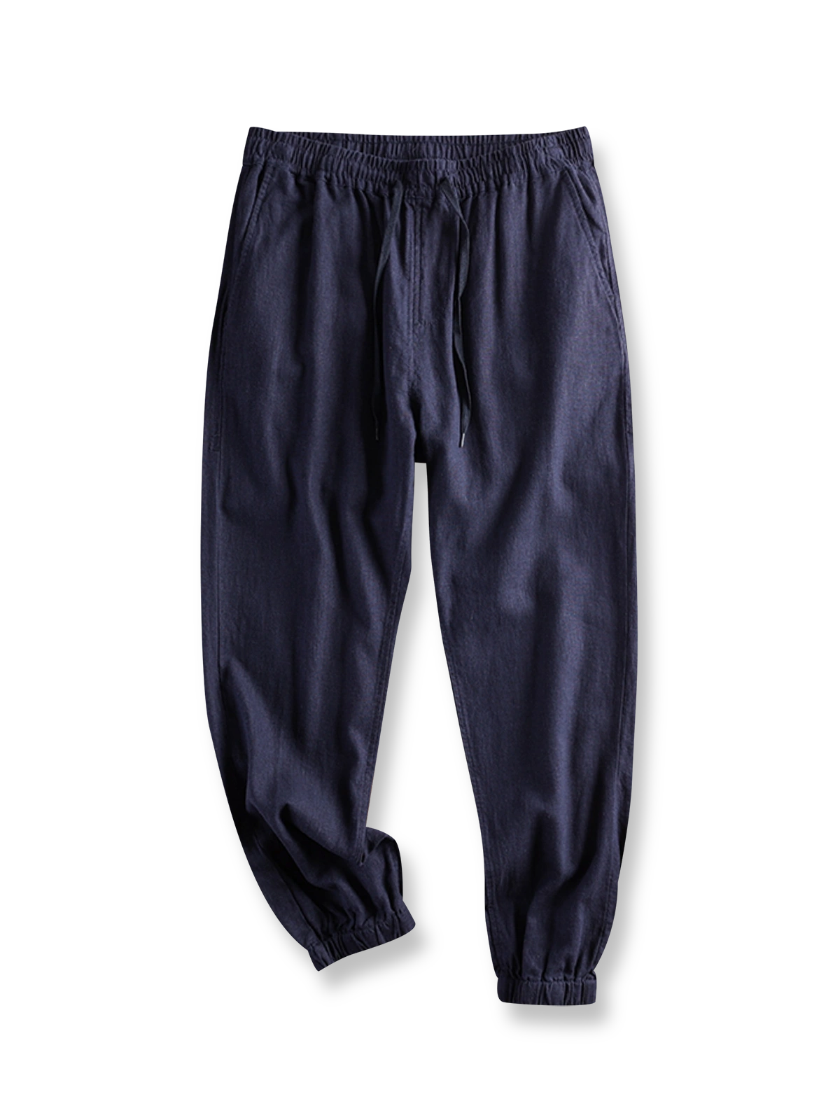 製品画像: 日系スタイルのピュアリネンルーズジョガーパンツ
