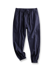 製品画像: 日系スタイルのピュアリネンルーズジョガーパンツ