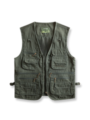 製品画像: 16個のポケットとタクティカルフックが特徴の美式ヴィンテージ機能性ワークベスト