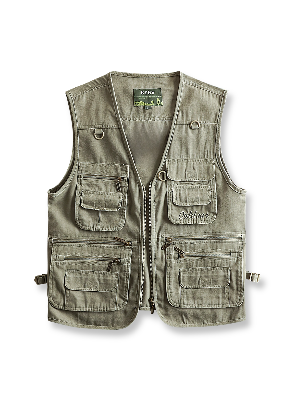 製品画像: 16個のポケットとタクティカルフックが特徴の美式ヴィンテージ機能性ワークベスト