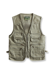 製品画像: 16個のポケットとタクティカルフックが特徴の美式ヴィンテージ機能性ワークベスト