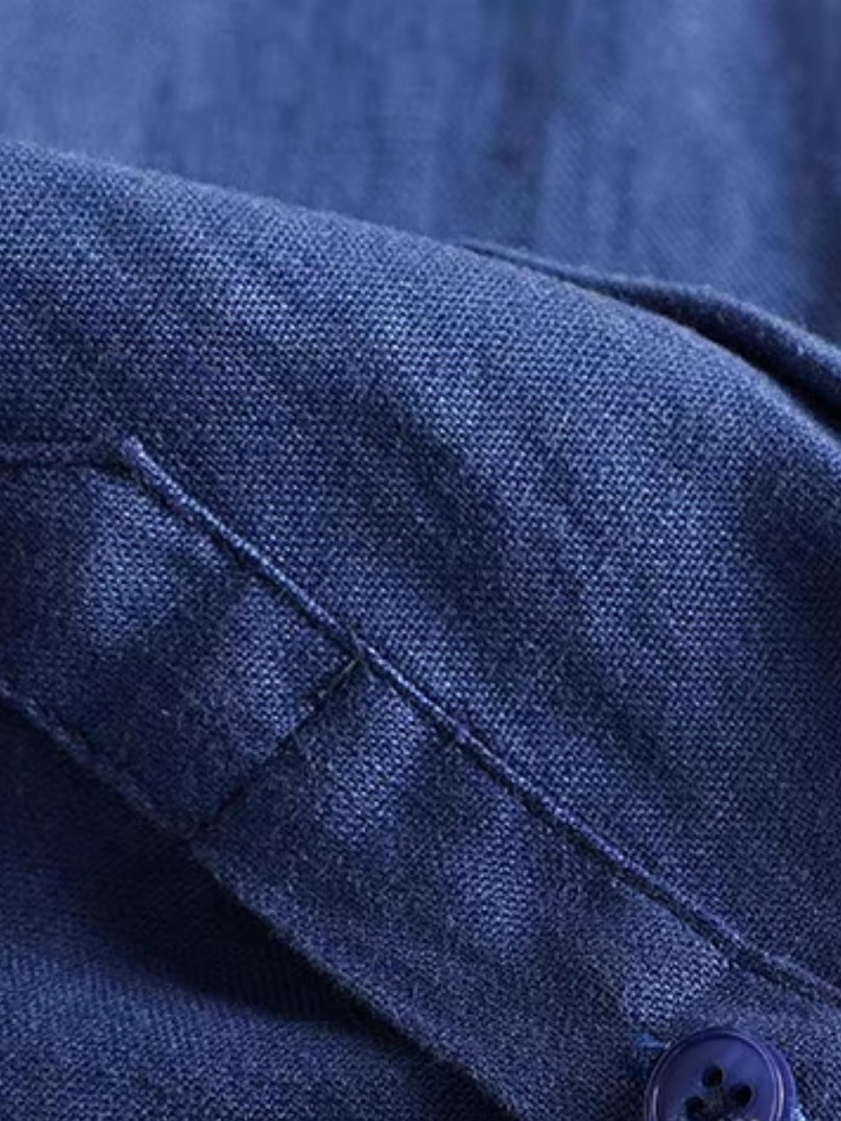 製品画像: プレミアムリネン素材を使用したアメリカンカジュアルスタイルの長袖シャツ
詳細画像: 製品洗い加工による高級テクスチャーと自然なドレープ感のディテール