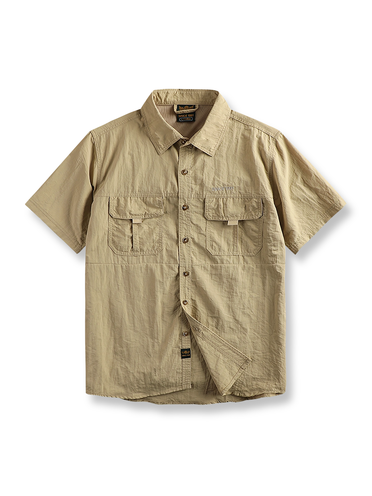 製品画像: 速乾・UVカット機能付きアウトドア用半袖ワークシャツ