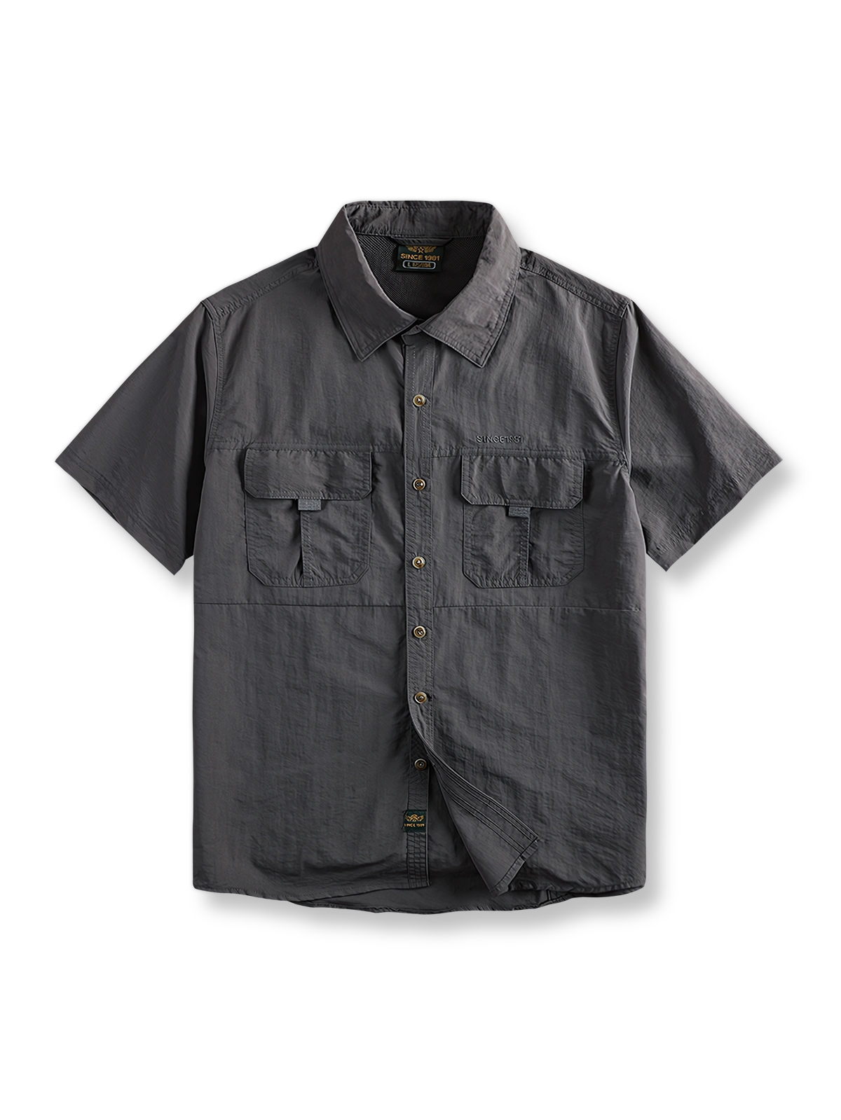 製品画像: 速乾・UVカット機能付きアウトドア用半袖ワークシャツ