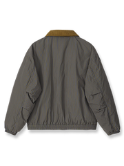 製品画像: ヴィンテージコーデュロイ襟ワークチェックコットンジャケットの正面展示
詳細画像: コーデュロイ襟とダブルジッパーデザインのディテール展示