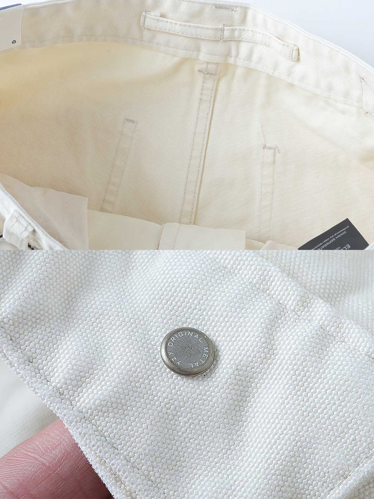 製品画像: ヴィンテージ風の多ポケットワークパンツ全体像
詳細画像: 6つのポケットと重ねポケットのディテール