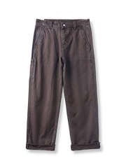 製品画像: ヴィンテージ風の多ポケットワークパンツ全体像
詳細画像: 6つのポケットと重ねポケットのディテール