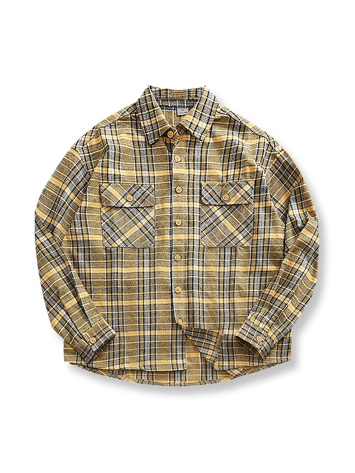 製品画像: アメリカンヴィンテージ風フランネル厚手起毛長袖ワークシャツ全体像