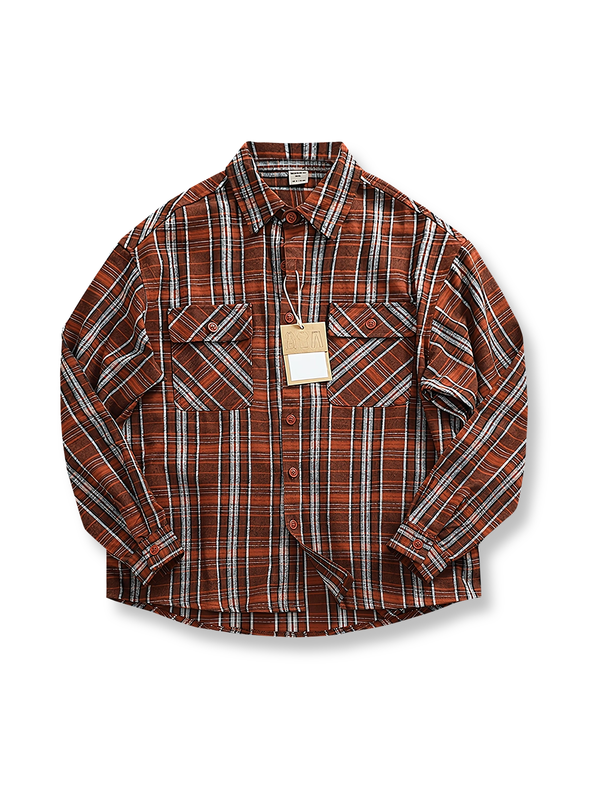 製品画像: アメリカンヴィンテージ風フランネル厚手起毛長袖ワークシャツ全体像