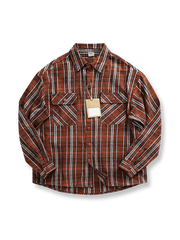 製品画像: アメリカンヴィンテージ風フランネル厚手起毛長袖ワークシャツ全体像