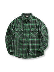 製品画像: アメリカンヴィンテージ風フランネル厚手起毛長袖ワークシャツ全体像