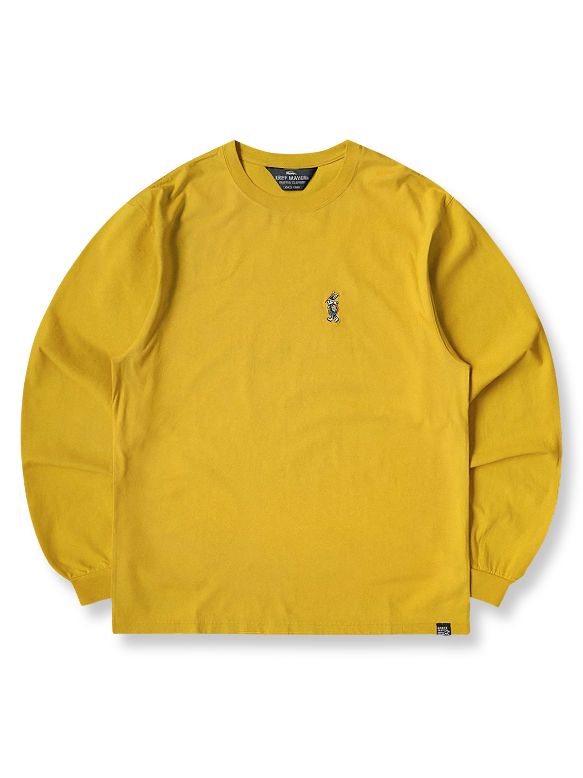 製品画像: ハイキングラビット刺繍クルーネック長袖Tシャツの全体像を正面から撮影した画像
詳細画像: 胸元のラビット刺繍ディテールをクローズアップした画像