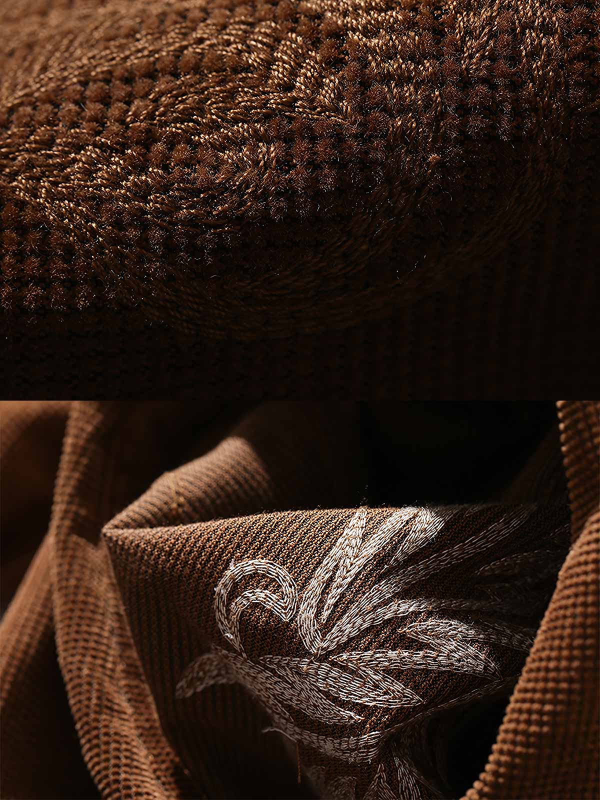 製品画像: 唐草模様の刺繍入りコーデュロイウェスタン風ヴィンテージシャツの正面画像。クラシックなウェスタンスタイルとヴィンテージ感が際立つシャツ。
詳細画像: コーデュロイ素材と刺繍のディテール特写。高級感のある刺繍とアンティーク風のディテール。