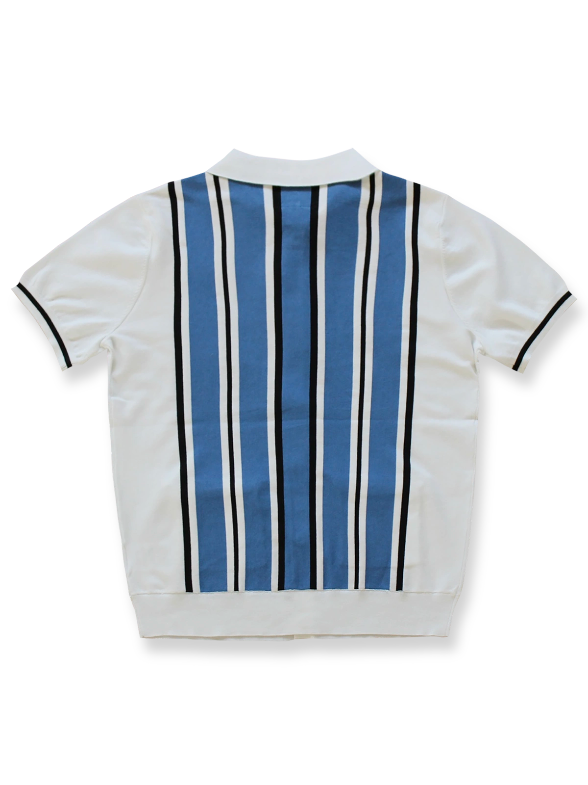 製品画像: ハイデンシティ コットンストライプ半袖ポロシャツの反面図