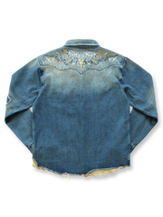 製品画像: コントラスト レトロパッチワーク長袖シャツの反面