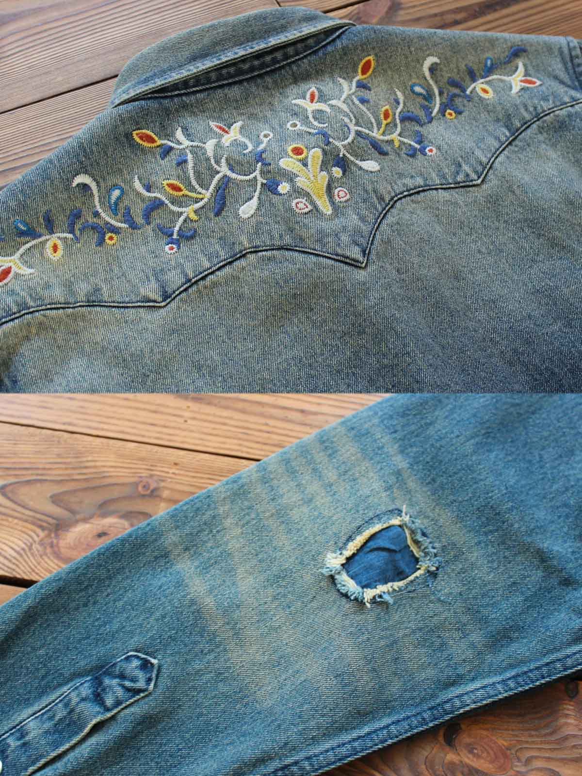 詳細画像: パッチワークデザインと異なる素材のディテール