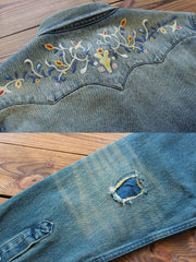 詳細画像: パッチワークデザインと異なる素材のディテール