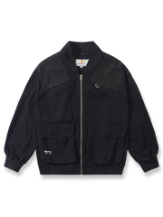 製品画像: レトロデニムベースボールジャケットの正面