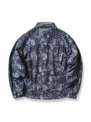 ヴィンテージ ペイズリー柄 長袖デニムシャツのと背面、クラシックなデザインが際立つ