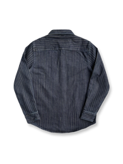 ヴィンテージ加工ストライプデニムシャツ