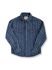 縦縞柄 デニムシャツ