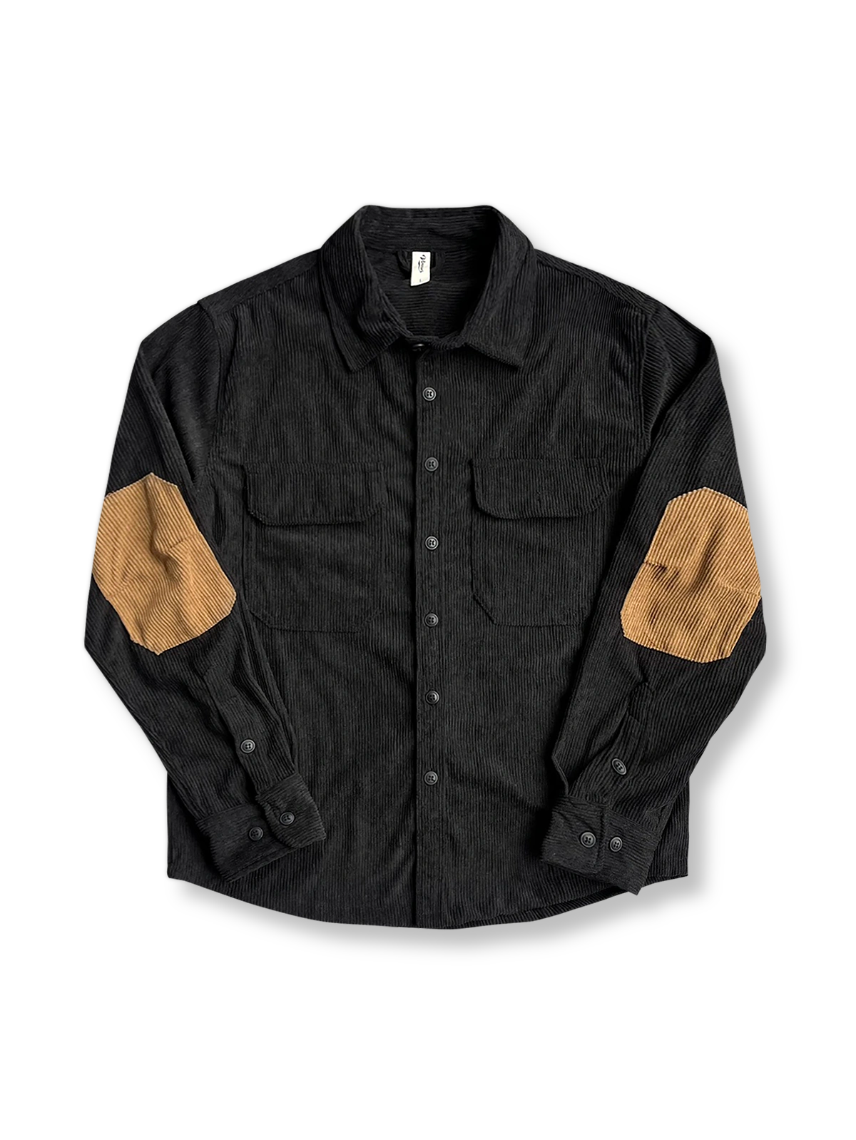 製品画像: コーデュロイ素材の肘パッチ付きワークシャツ 秋冬向けのレトロデザインと機能性を両立したアイテム
詳細画像: 肘パッチとコーデュロイ生地のディテール 耐久性とスタイルを兼ね備えたワークシャツ