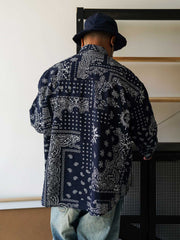 製品画像: レトロ ペイズリー柄 シアサッカーシャツ
詳細画像: ペイズリー柄 シアサッカーシャツのディテール