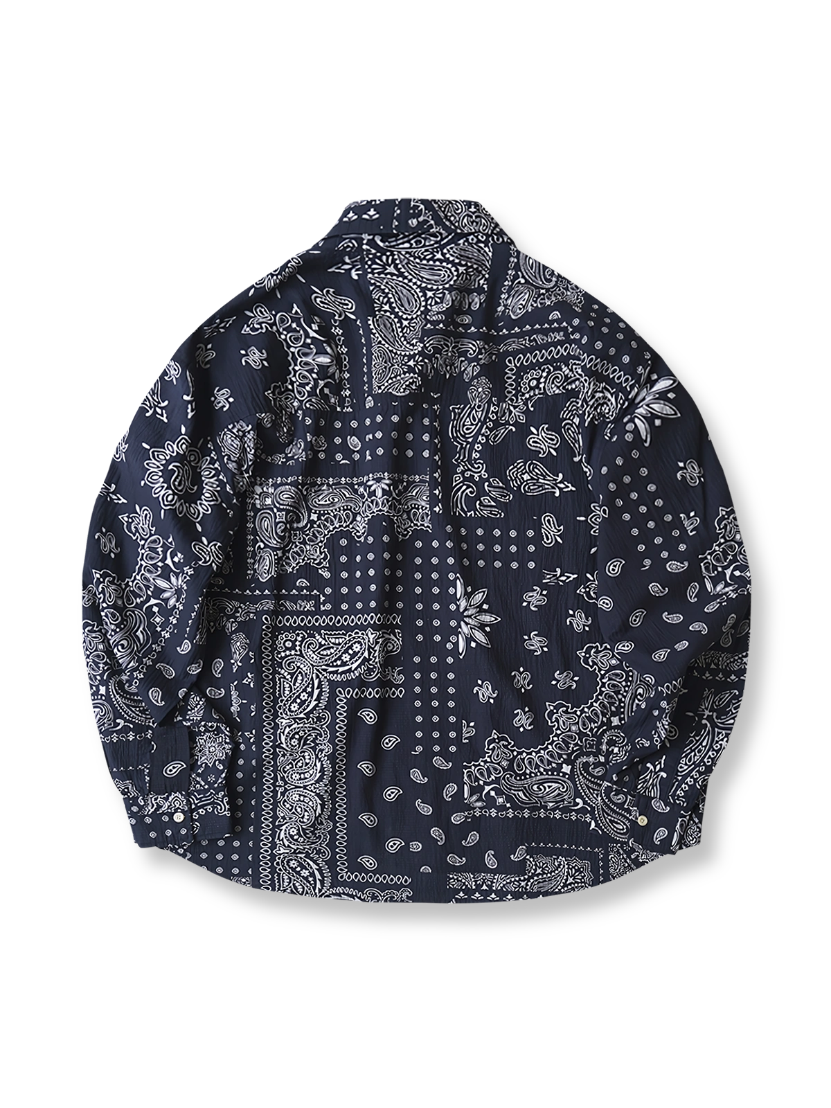 製品画像: レトロ ペイズリー柄 シアサッカーシャツ
詳細画像: ペイズリー柄 シアサッカーシャツのディテール