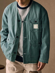 ヴィンテージウォッシュ ノーカラー フィッシングジャケット