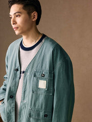 ヴィンテージウォッシュ ノーカラー フィッシングジャケット