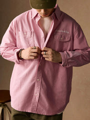 ツール刺繍 ワーク オックスフォードシャツ