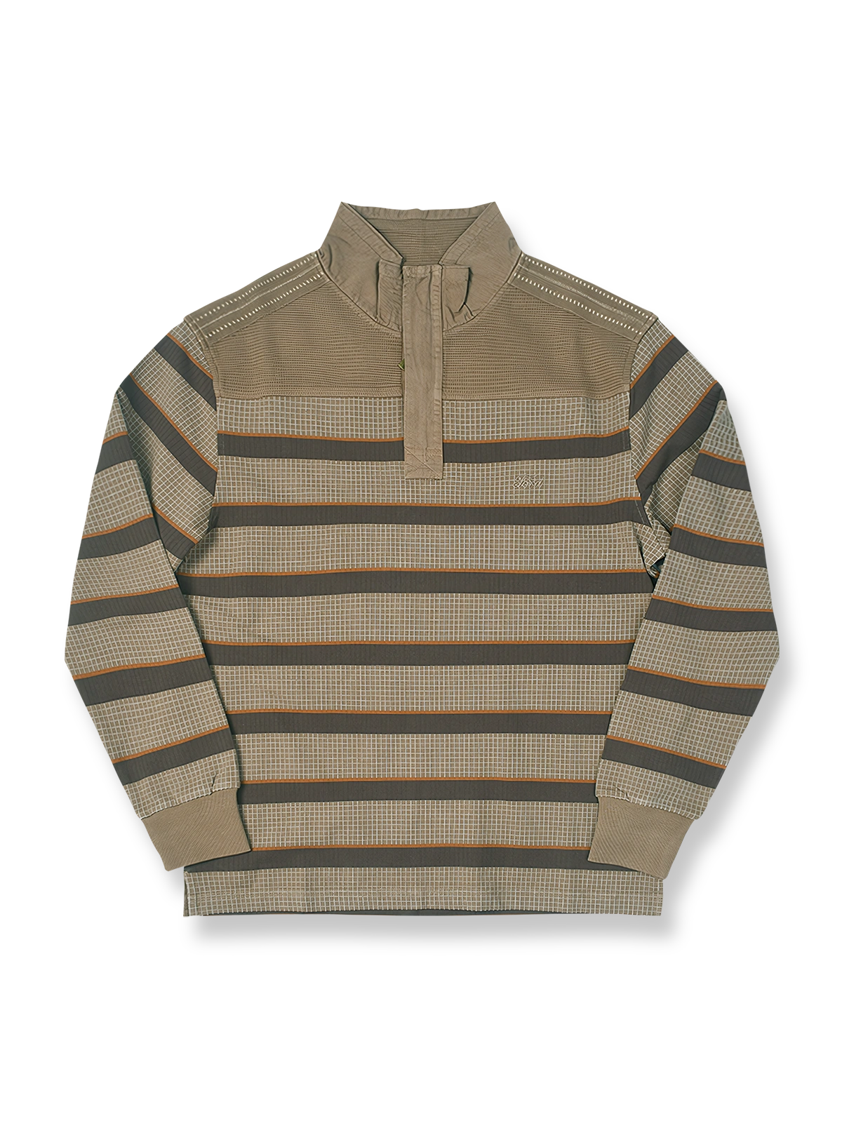 パイナップルチェックストライプワークシャツの画像