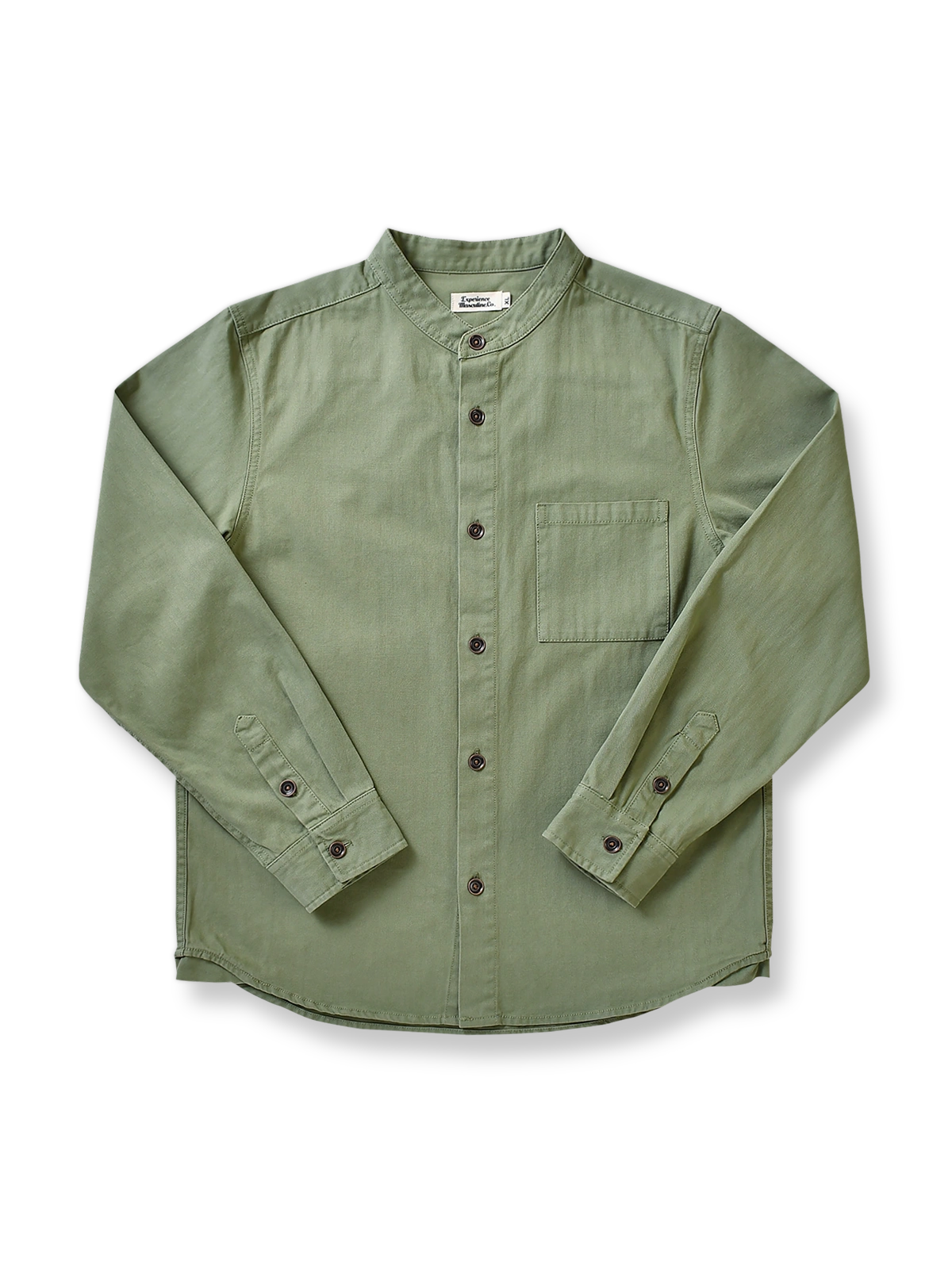 ヘリンボーンスタンドカラービジネスシャツ正面図