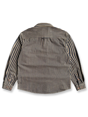 製品画像: ヴィンテージウォッシュストライプ長袖シャツの平置き画像
詳細画像: シャツの胸ポケットとストライプ柄のディテール