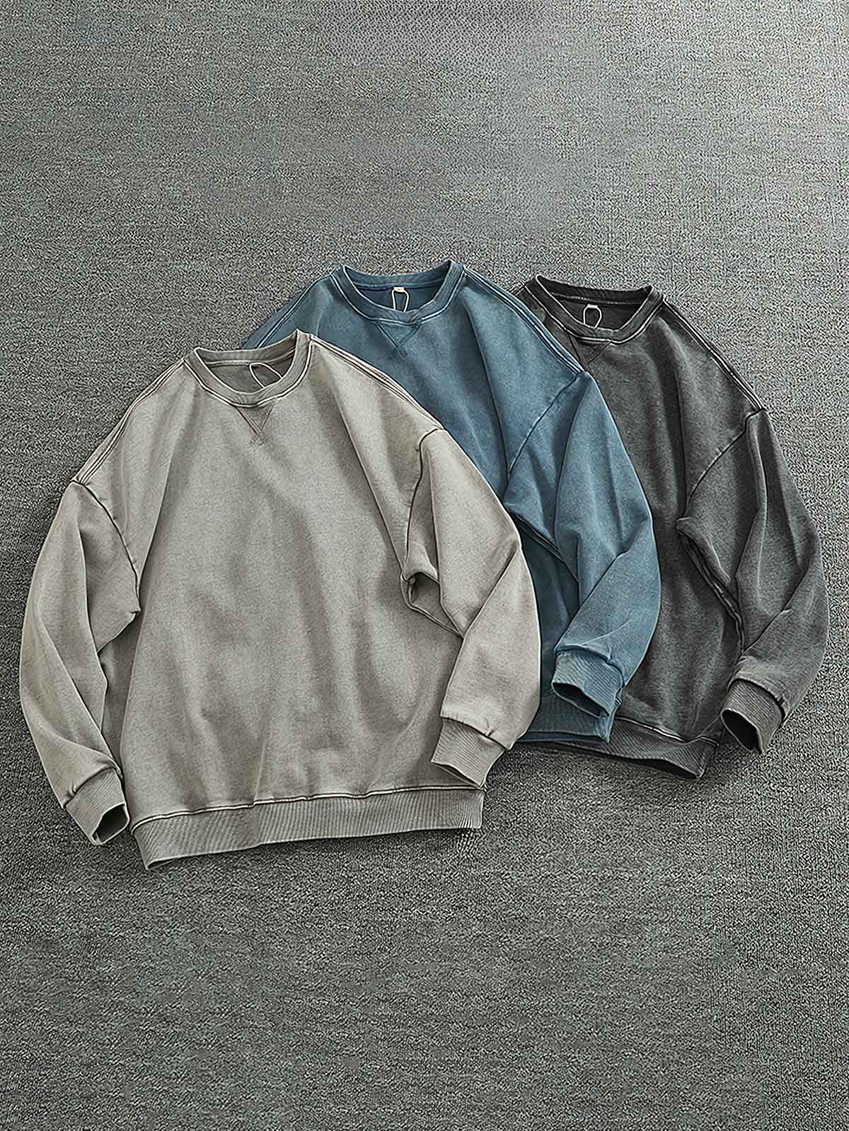 ヘビーウェイトクルーネックパイルスウェット平置き画像