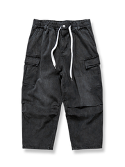 ウォッシュ加工ルーズフィットワークデニムシャツ平置き画像