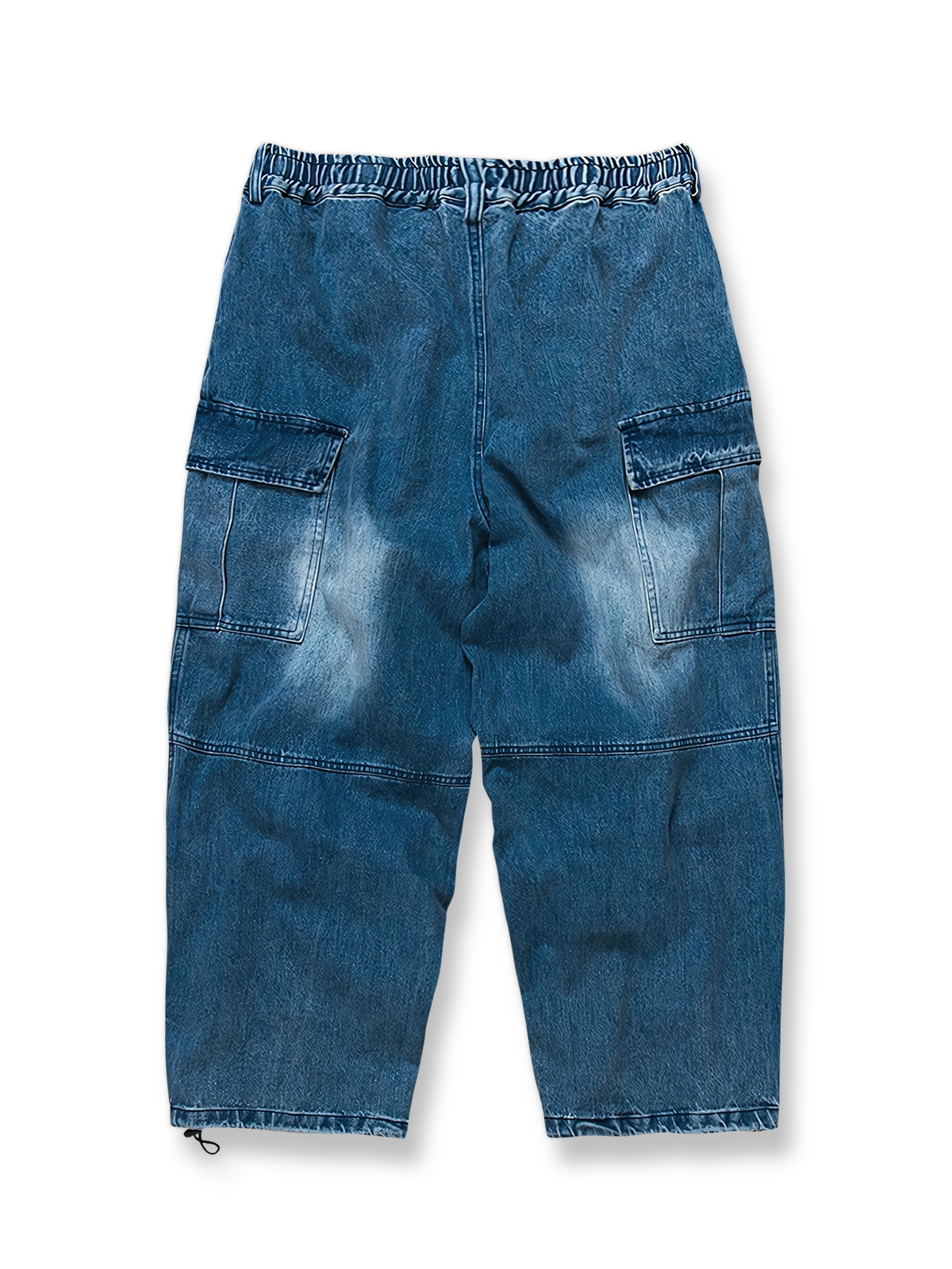 ウォッシュ加工ルーズフィットワークデニムシャツ平置き画像