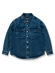 マルチポケットワークデニムシャツ平置き画像