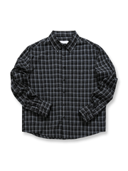 レトロカラーチェック長袖シャツ平置き画像