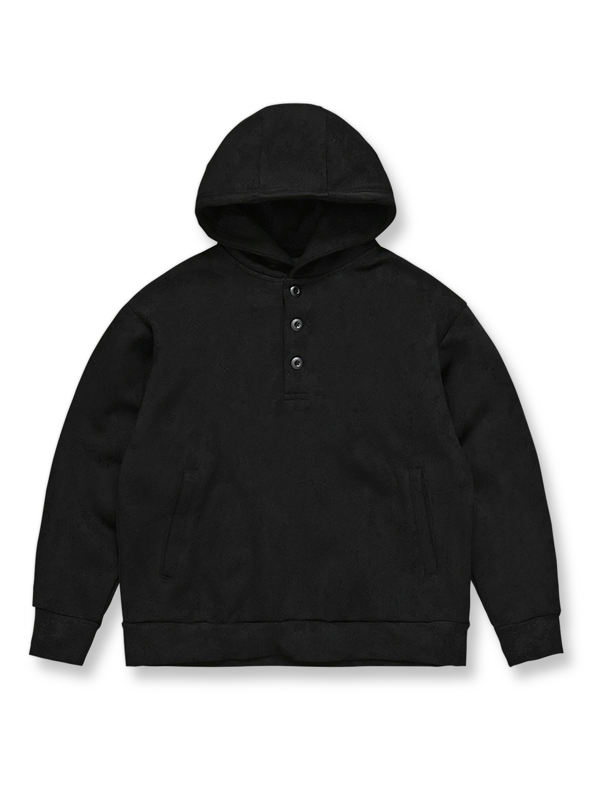 裏起毛フード付きボタンスウェットパーカ平置き画像