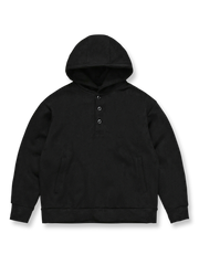 裏起毛フード付きボタンスウェットパーカ平置き画像