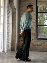 ワッフル柄ポロネック長袖Tシャツ